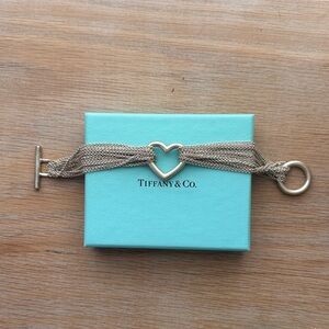 Tiffany & Co. Gold Mesh Bracelet with Heart Accent